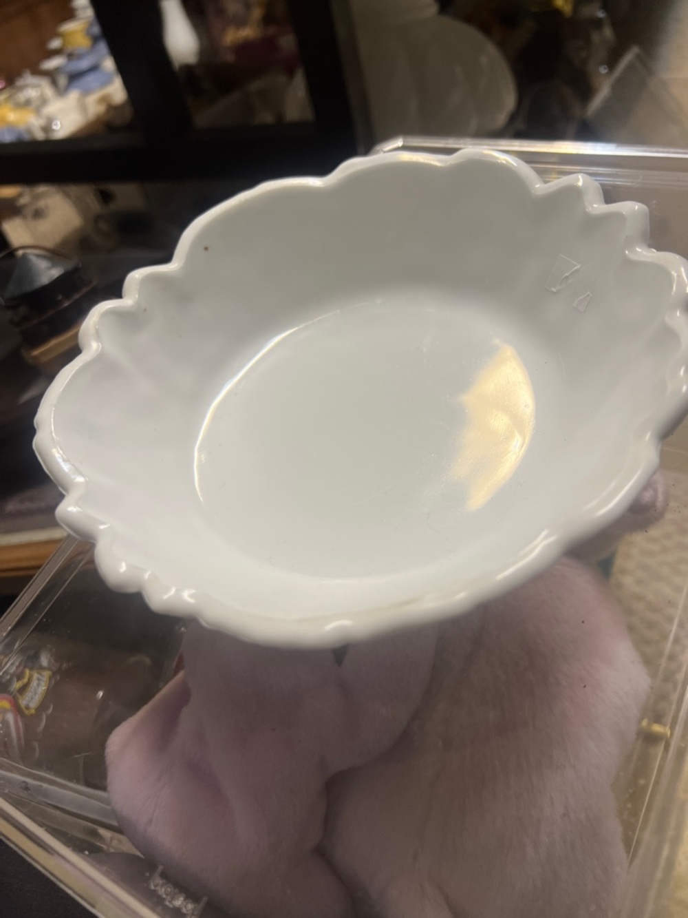 Source Unknown White Scalloped milkglass Bowl